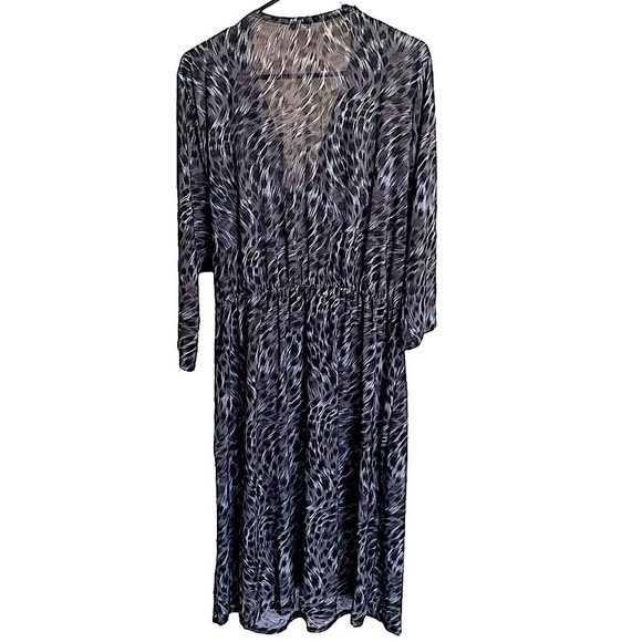 H&h Cool Tones Animal Print Faux Wrap Dress Sz 16/18 - Picture 2 of 6